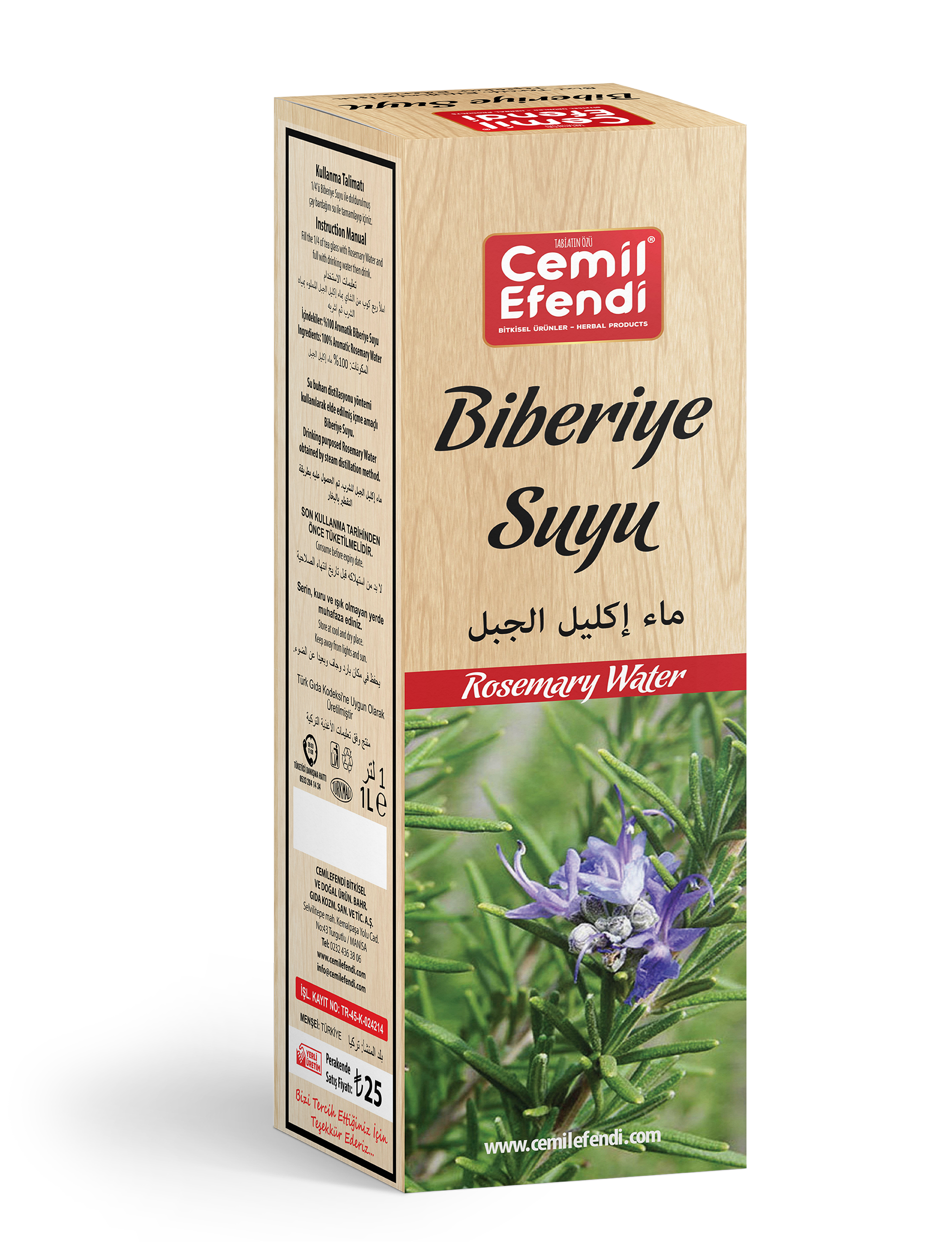Rozemarijn Water (Biberiye Suyu) 1L - Natuurlijk Hydrolaat